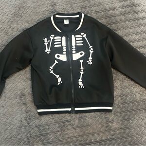 NWOT SHEIN Kids Black Skeleton Print Bomber Jacket